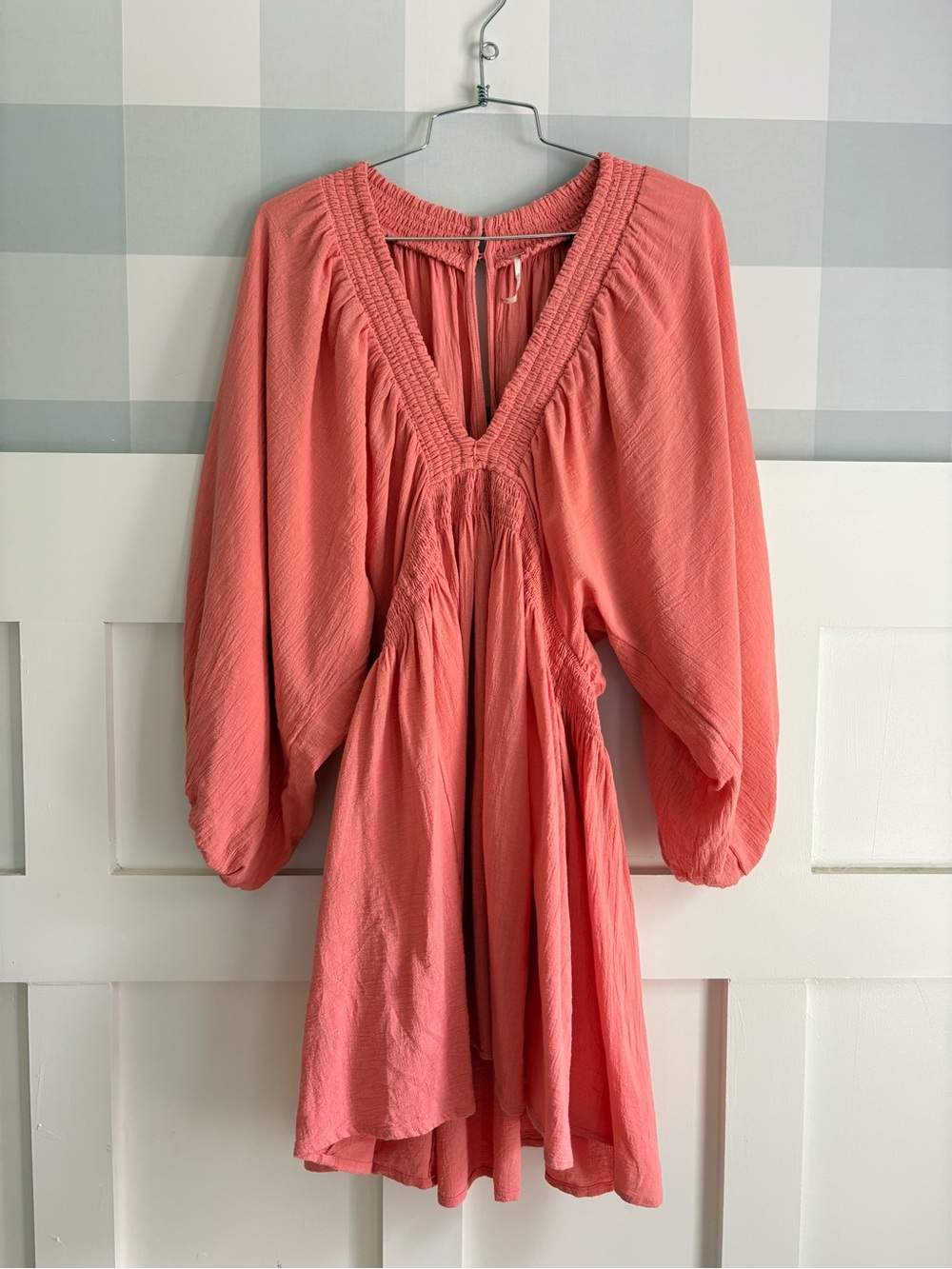 Free People Dusty Rose Long Sleeve Mini Smock Dress Medium - Picture 5 of 5